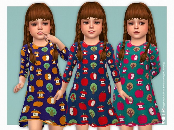 Sims 4 Apple Dress by lillka at TSR