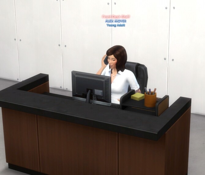 Sims 4 Front Desk Staff Mod by lemonshushu at Mod The Sims