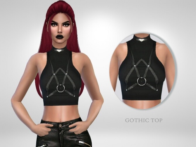 Sims 4 Gothic Top by Puresim at TSR