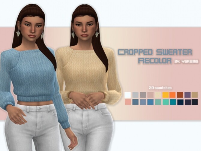 Sims 4 Cropped Sweater Recolor by YsaSims at TSR