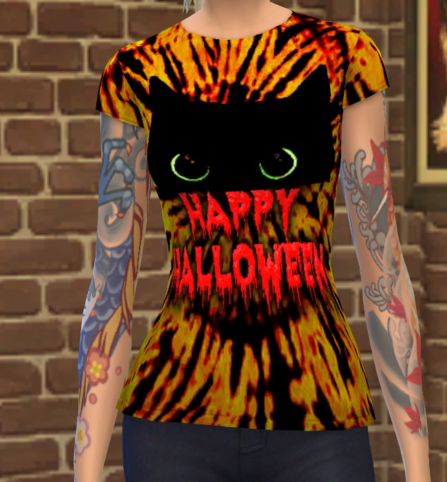 Sims 4 Spooktacular Halloween Tie Dye Tee Shirts by Wykkyd at Mod The Sims