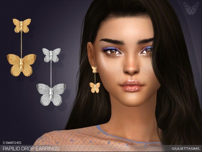 Sims 4 Papilio Drop Earrings by feyona at TSR