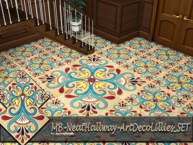 Sims 4 MB Neat Hallway Art Deco Lillies SET by matomibotaki at TSR