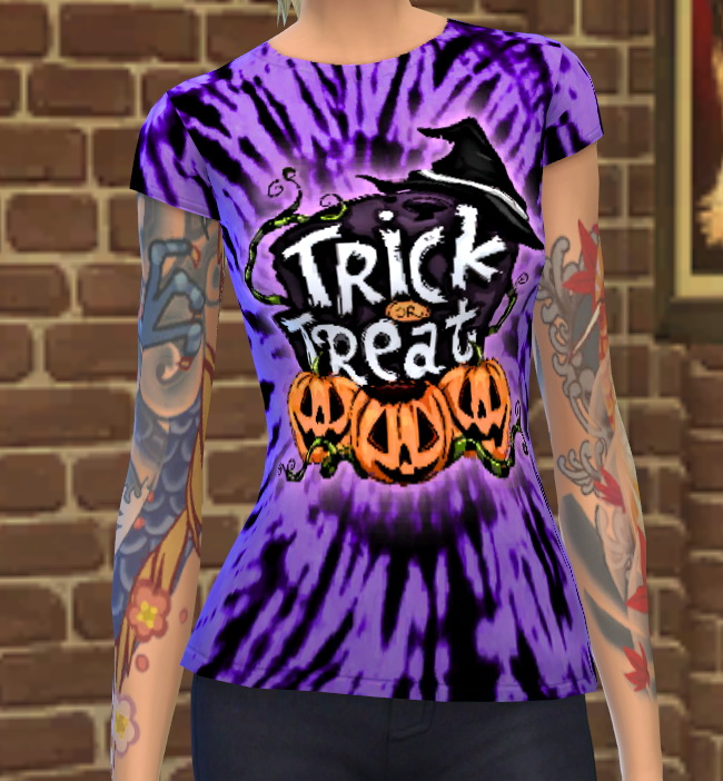Sims 4 Spooktacular Halloween Tie Dye Tee Shirts by Wykkyd at Mod The Sims