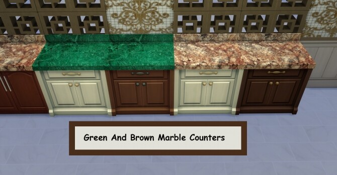 Sims 4 Green And Brown Marble Counters by Laurenbell2016 at Mod The Sims