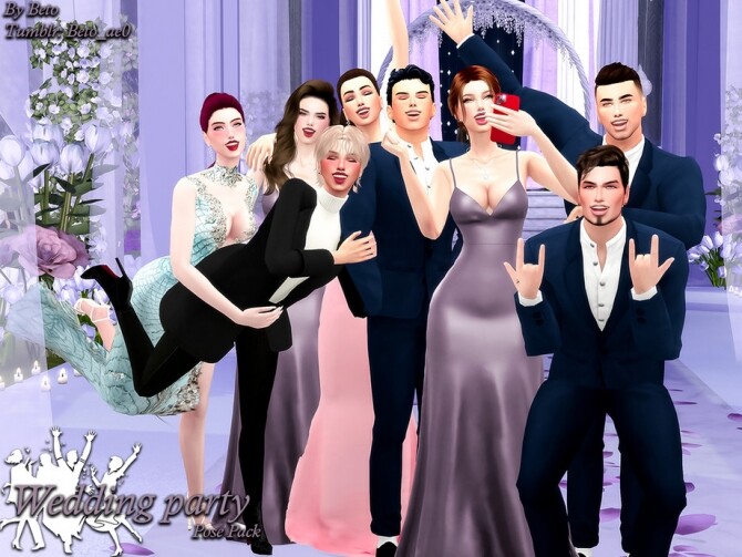 Sims 4 Wedding party pose pack by Beto ae0 at TSR