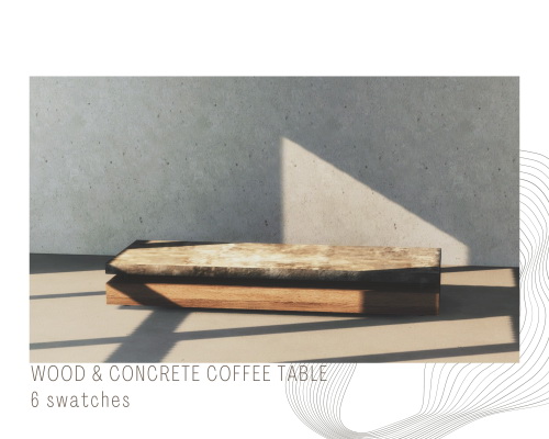 Sims 4 Sofa, wood & concrete table + bistro chair at Sundays Sims