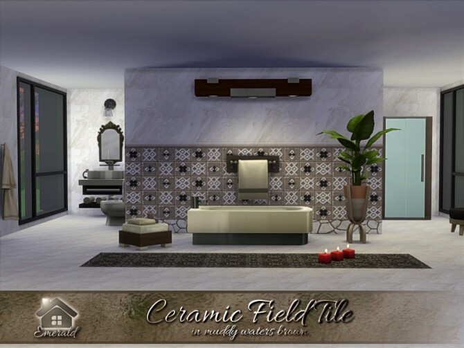 Sims 4 Ceramic Field Tile in muddy waters brown by emerald at TSR