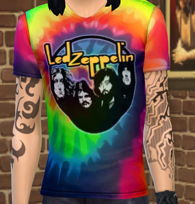 Sims 4 Led Zeppelin Homage Tie Dyed Tee by Wykkyd at Mod The Sims