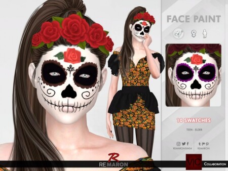 Halloween Mexican Skull Face Paint 01 by remaron at TSR