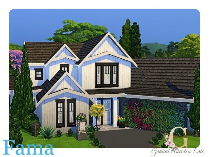 Sims 4 Fama white modern farmhouse by GenkaiHaretsu at TSR