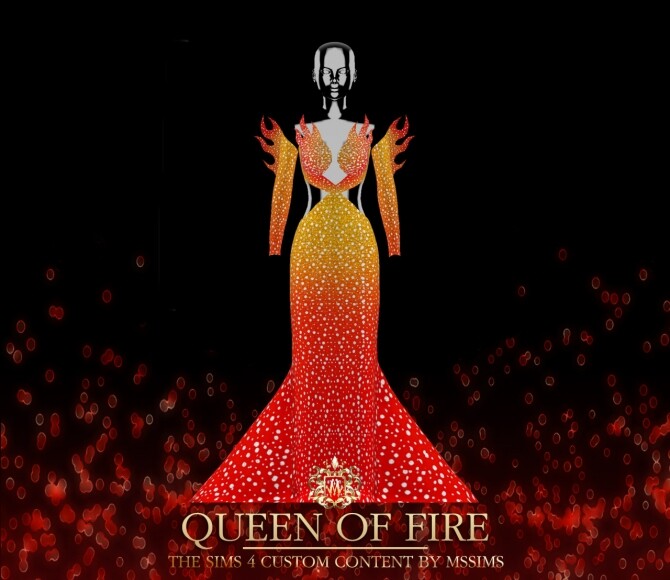 Sims 4 QUEEN OF FIRE DRESS at MSSIMS