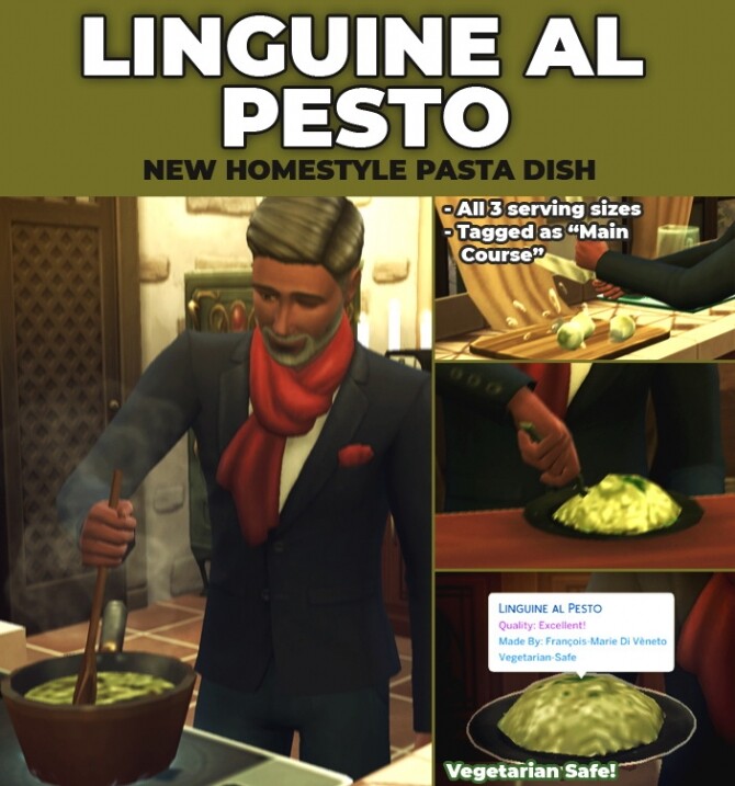 Sims 4 Linguine al Pesto Custom Recipe by RobinKLocksley at Mod The Sims