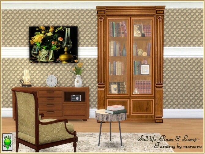 Sims 4 Still life, Roses & Lamp Painting by marcorse at TSR