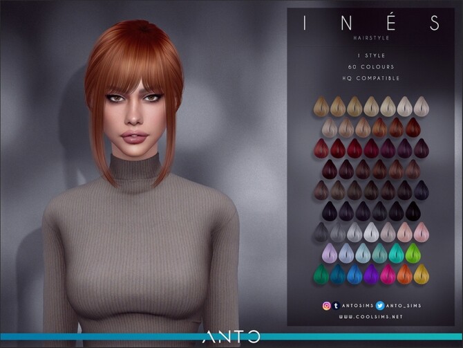 Sims 4 Ines bun with messy fringe hair by Anto at TSR