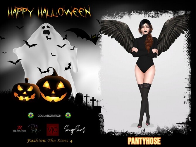 Sims 4 Halloween Angel Pantyhose 01 by remaron at TSR