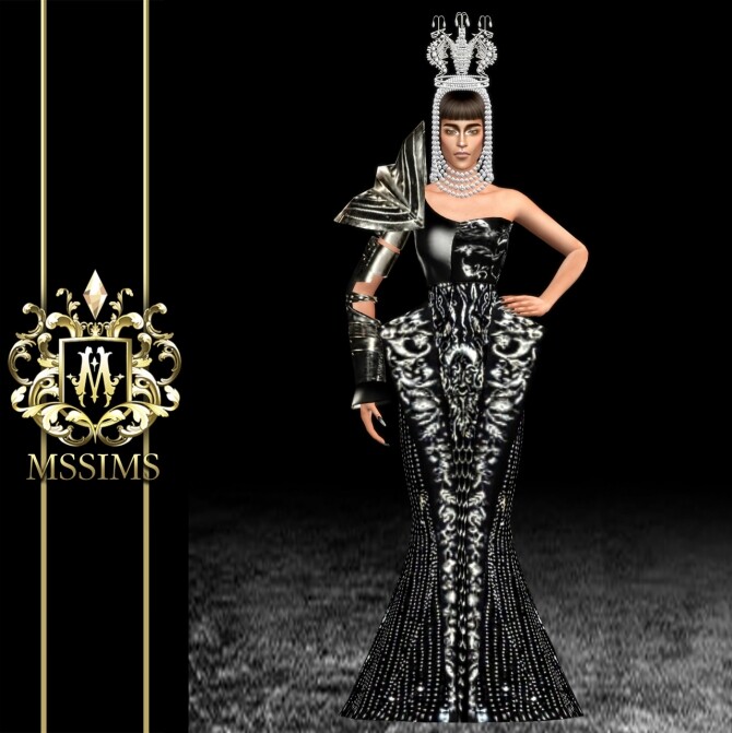 Sims 4 HAUTE COUTURE FALL 2006 DRESS & HEADPIECE at MSSIMS