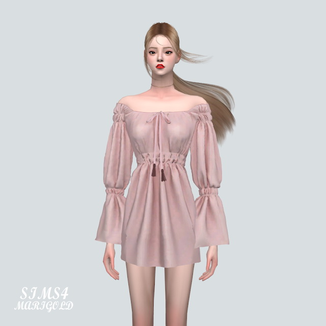 Sims 4 Off Shoulder Mini Dress JJJ at Marigold