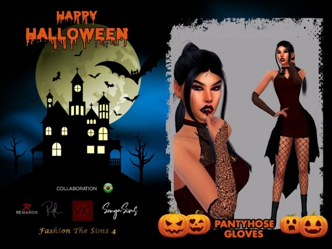 Sims 4 Halloween Vampire Pantyhose and Gloves by LYLLYAN at TSR