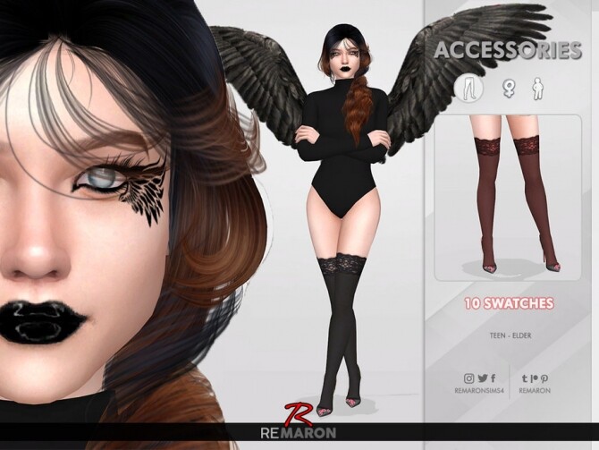 Sims 4 Halloween Angel Pantyhose 01 by remaron at TSR