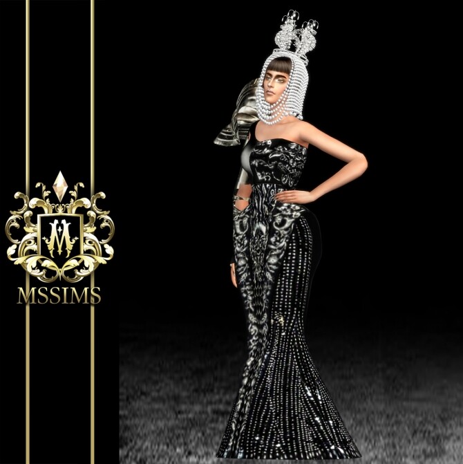 Sims 4 HAUTE COUTURE FALL 2006 DRESS & HEADPIECE at MSSIMS
