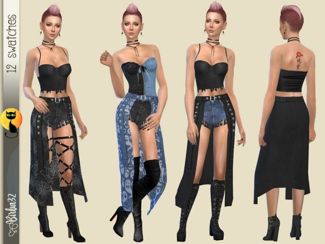 Sims 4 Halloween 2020 horts and skirt by Birba32 at TSR