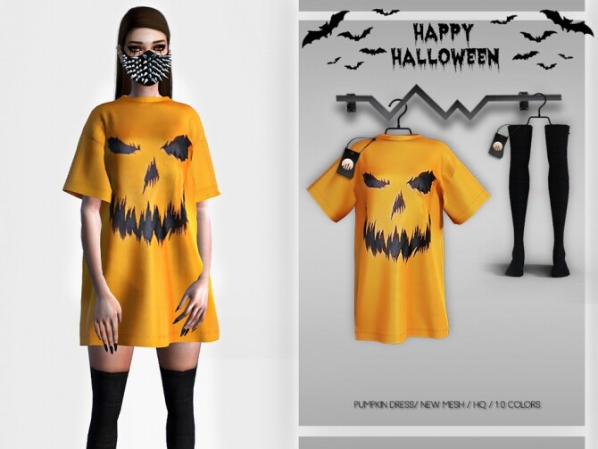 Sims 4 Pumpkin Dress BD351 by busra tr at TSR