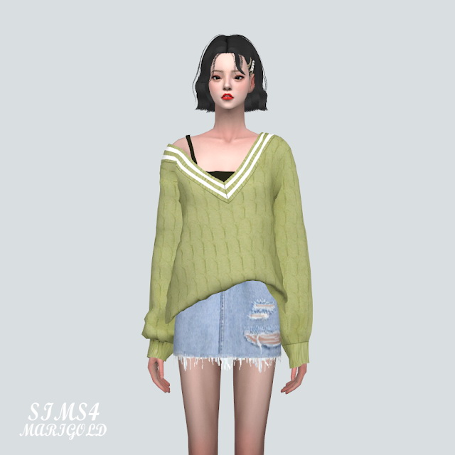 Sims 4 V neck Sweater With Sleeveless at Marigold