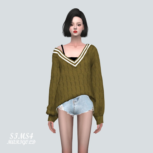 Sims 4 V neck Sweater With Sleeveless at Marigold