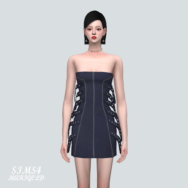Sims 4 PP Belt Mini Dress at Marigold
