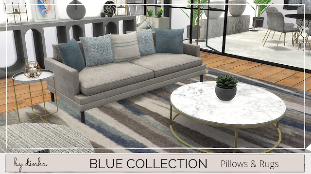 Sims 4 Blue Collection Pillows & Rugs at Dinha Gamer