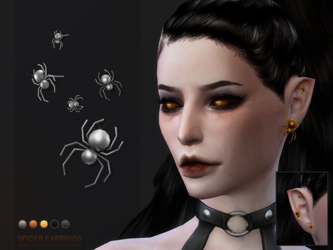 Sims 4 Spider earrings | Simblreen 2020 by sugar owl at TSR