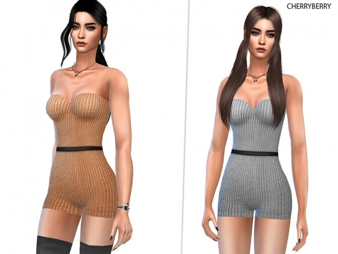 Sims 4 Saara Knitted Romper by CherryBerrySim at TSR