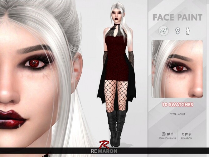 Sims 4 Halloween Vampire Face Paint by remaron at TSR