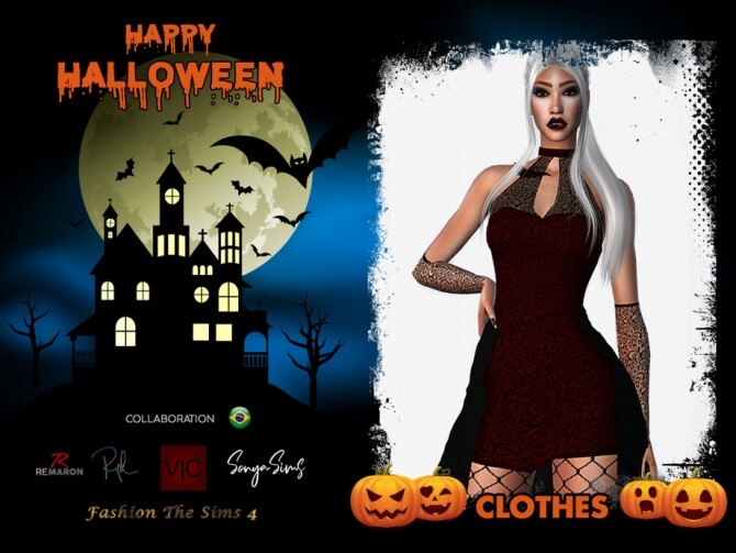 Sims 4 Vampire Halloween VI outfit by Viy Sims at TSR