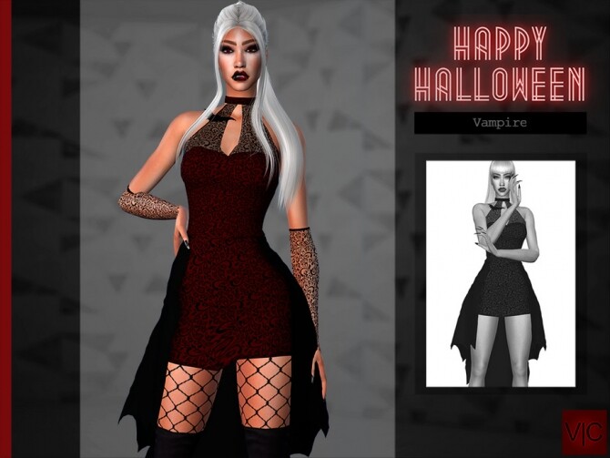 Sims 4 Vampire Halloween VI outfit by Viy Sims at TSR