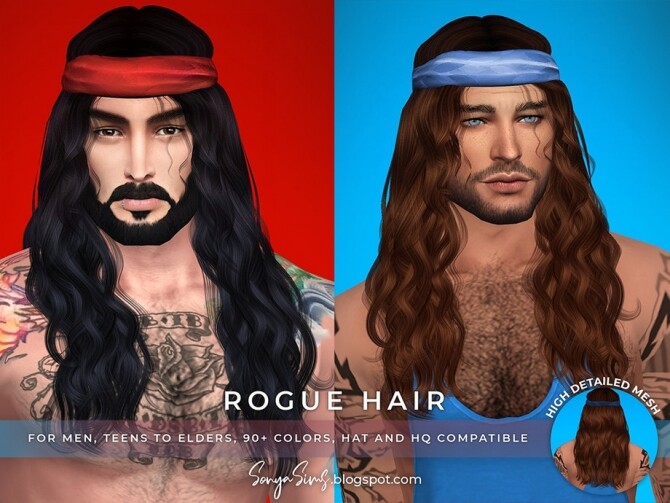 Sims 4 Rogue Hair for males by SonyaSimsCC at TSR
