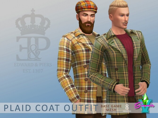 Sims 4 Plaid Coat Outfit by SimmieV at TSR
