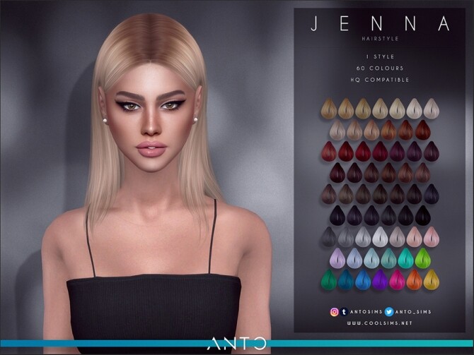 Sims 4 Jenna long hairstyle pulled back by Anto at TSR