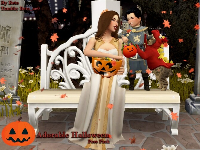 Sims 4 Adorable Halloween Pose Pack by Beto ae0 at TSR