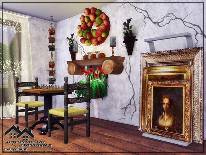 Sims 4 AUTUMN VILLAGE LIVINGROOM II by marychabb at TSR
