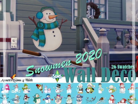 Wall Deco Snowmen 2020 at Annett’s Sims 4 Welt