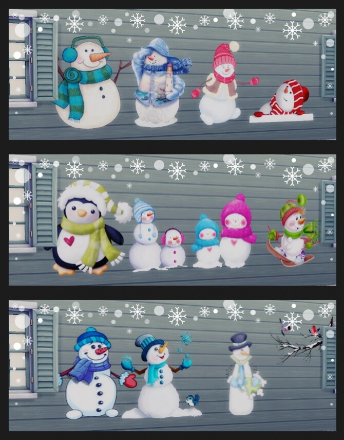 Sims 4 Wall Deco Snowmen 2020 at Annett’s Sims 4 Welt