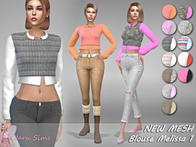 Sims 4 Blouse Melissa 1 by Jaru Sims at TSR