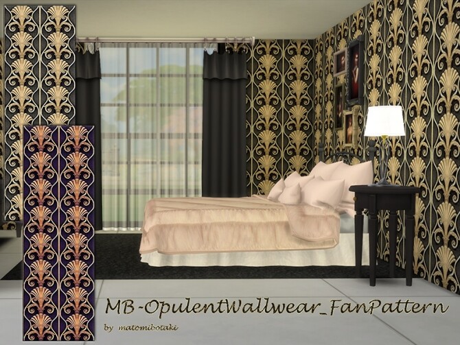 Sims 4 MB Opulent Wallwear Fan Pattern by matomibotaki at TSR