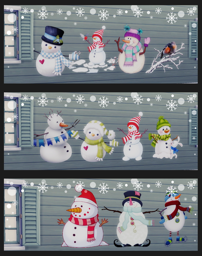 Sims 4 Wall Deco Snowmen 2020 at Annett’s Sims 4 Welt