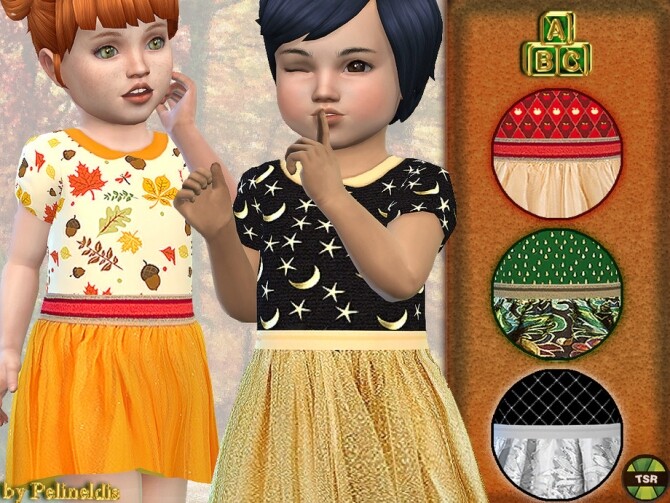 Sims 4 Toddler Autumn Dress by Pelineldis at TSR