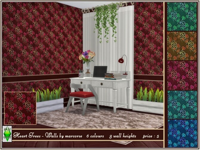 Sims 4 Heart Trees Walls by marcorse at TSR