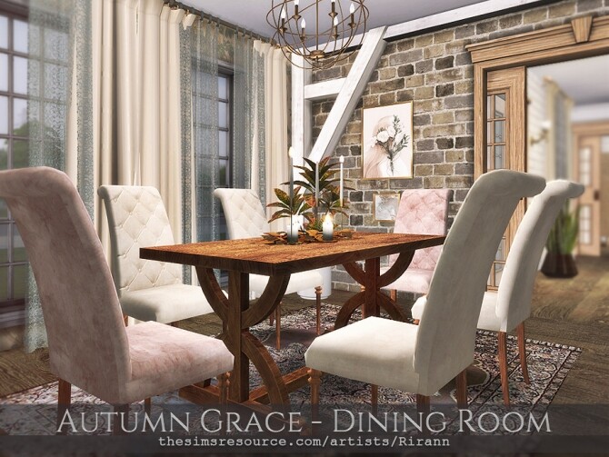Sims 4 Autumn Grace Dining Room by Rirann at TSR