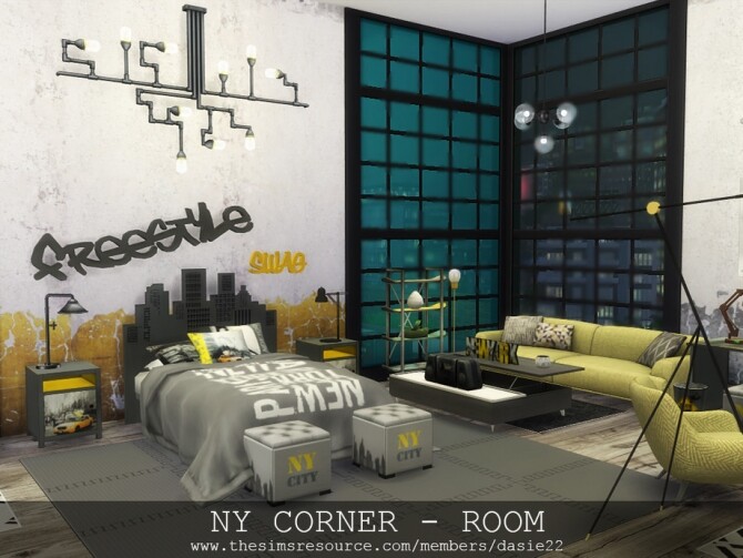 Sims 4 NY CORNER bedroom by dasie2 at TSR